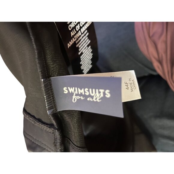 Swimsuits for All Tankini Top Womens 44F NEW Black Crochet Underwire - Picture 5 of 16